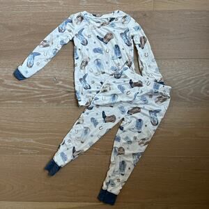 Angel Dear Two Piece Blue Cowboy Boot Boys Bamboo Pajamas 3T